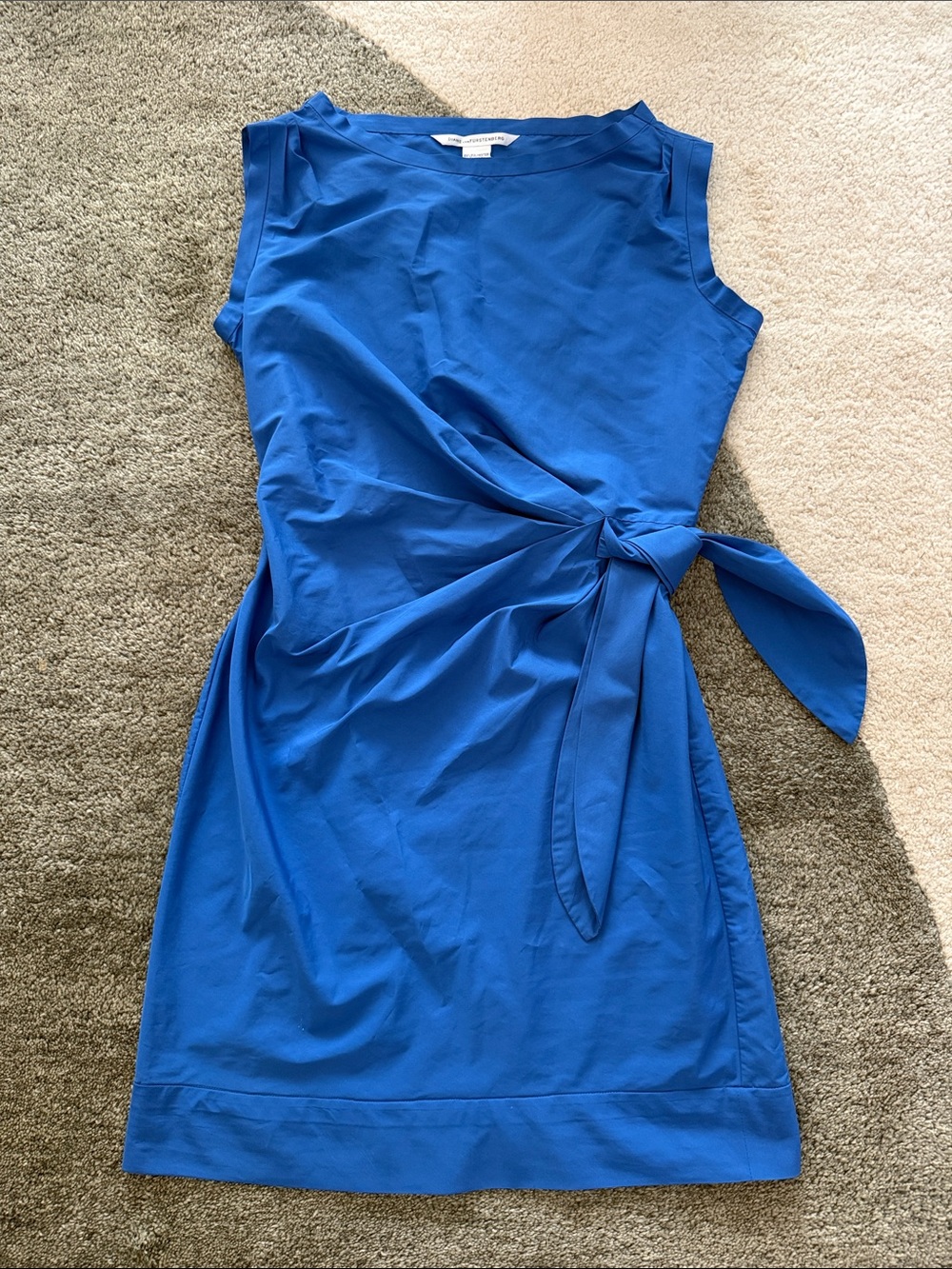Diane Von Furstenberg Sleeveless Side-Tie Mini Dress in Bright Blue